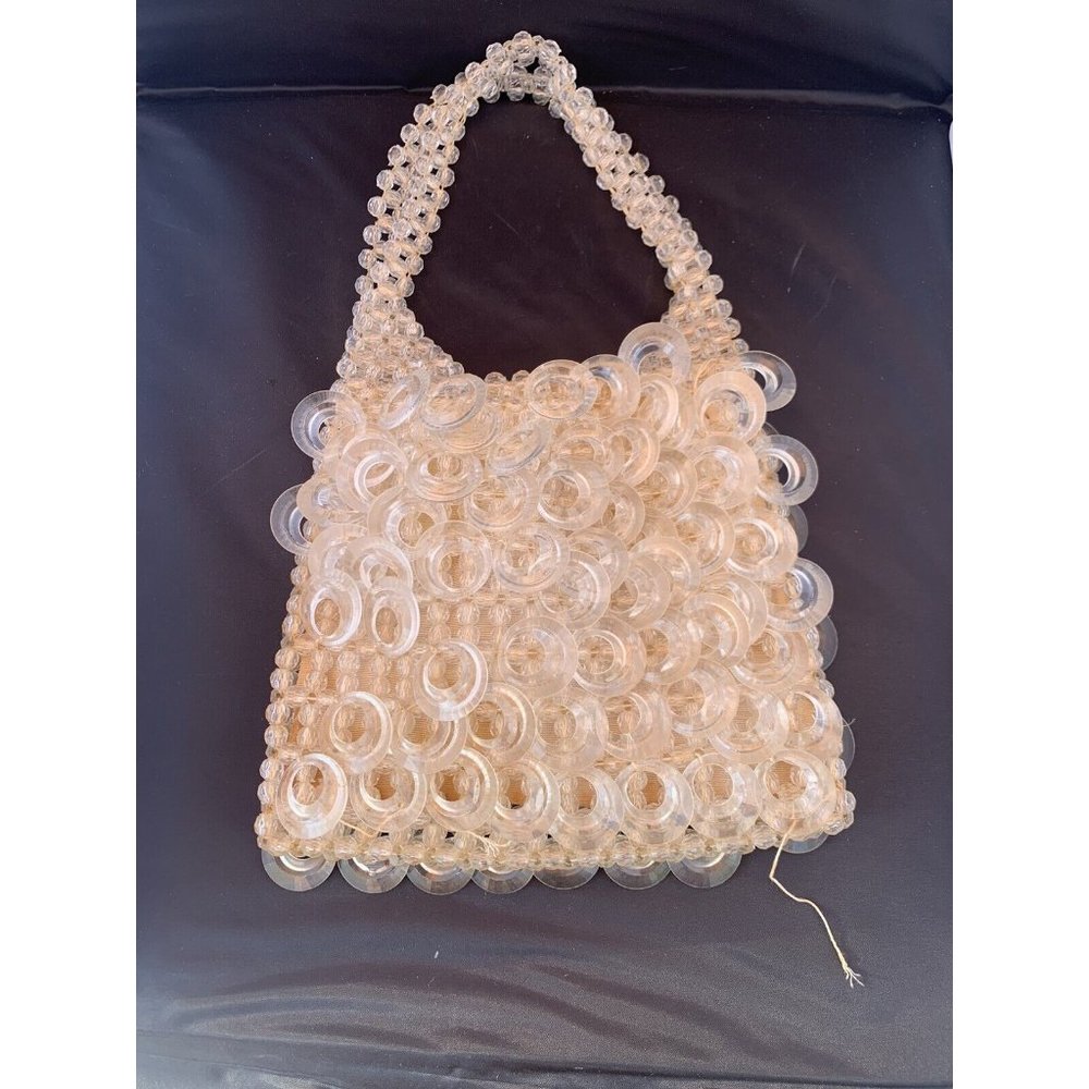 Vintage Plastic Ring & Bead Evening Fun Purse / Bag